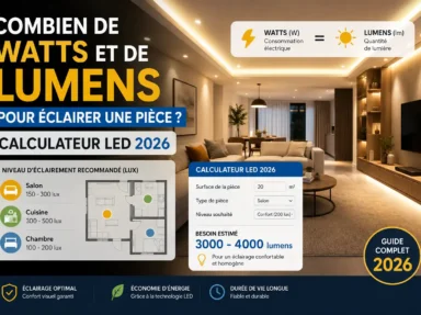 Combien de Watts et de Lumens pour Éclairer une Pièce ? Calculateur LED 2026