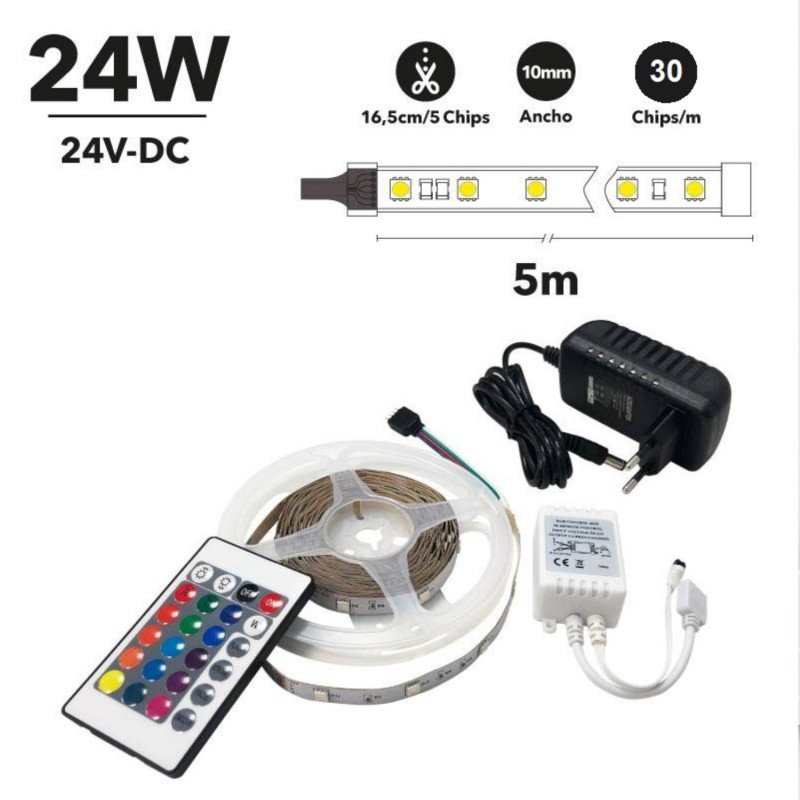 Ruban LED RGB 5m 24W – Haute performance – Ambiance déco