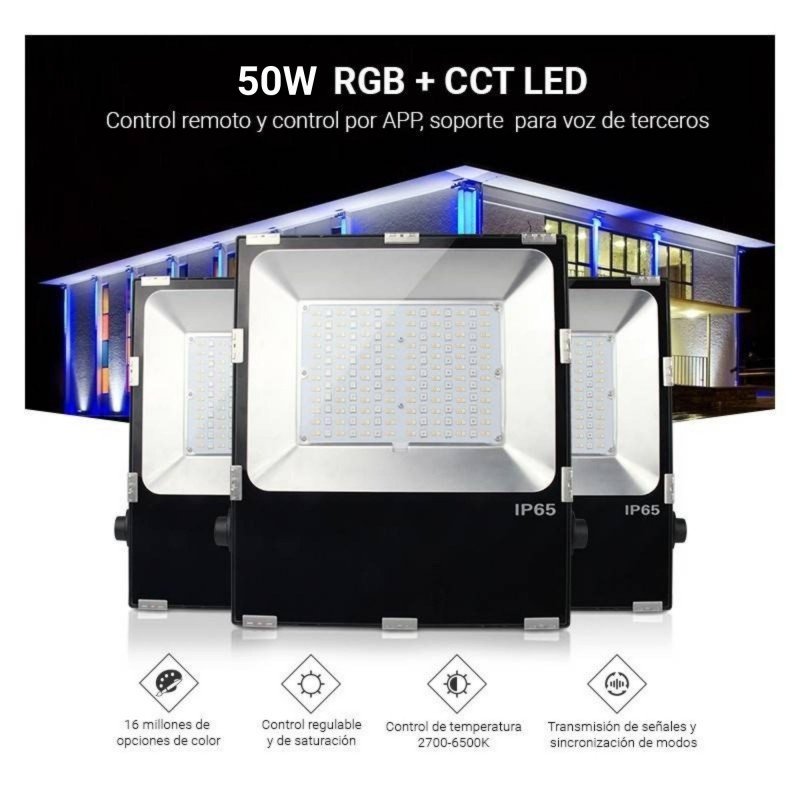 Projecteur LED RGB 50W – Puissant WiFi IP65 – Extérieur