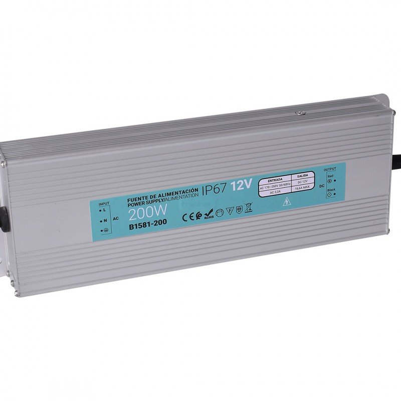Transformateur 12V 200W – IP67 Puissant – Extérieur 4 Transformateur LED 12V 200W – IP67 Puissant – Extérieur