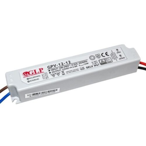 Alimentation LED 12V DC – 12W – étanche IP67 – GLP