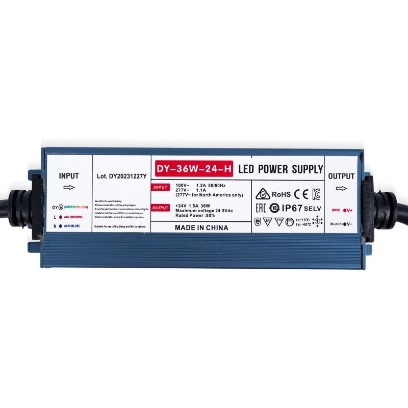 Alimentation LED 24V 36W extra-plate - 1.5A - Étanche IP67 2 Alimentation LED 24V 36W extra-plate - 1.5A - Étanche IP67 – Image 2