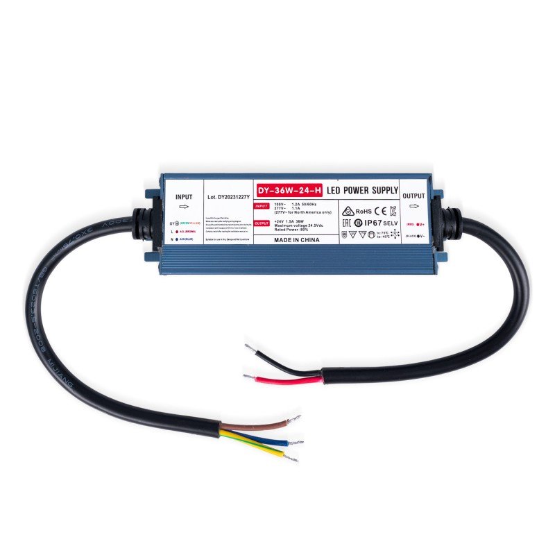 Alimentation LED 24V 36W extra-plate - 1.5A - Étanche IP67 1 Alimentation LED 24V 36W extra-plate - 1.5A - Étanche IP67