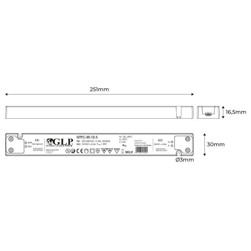 Alimentation LED 24V 30W – Extra Plate – GLP 2 Alimentation LED 24V 30W – Extra Plate – GLP