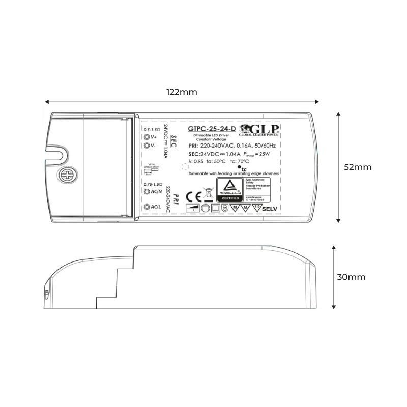 Alimentation LED Triac 25W – Haute performance 24V – Pro 2 Alimentation LED Triac 25W – Haute performance 24V – Pro