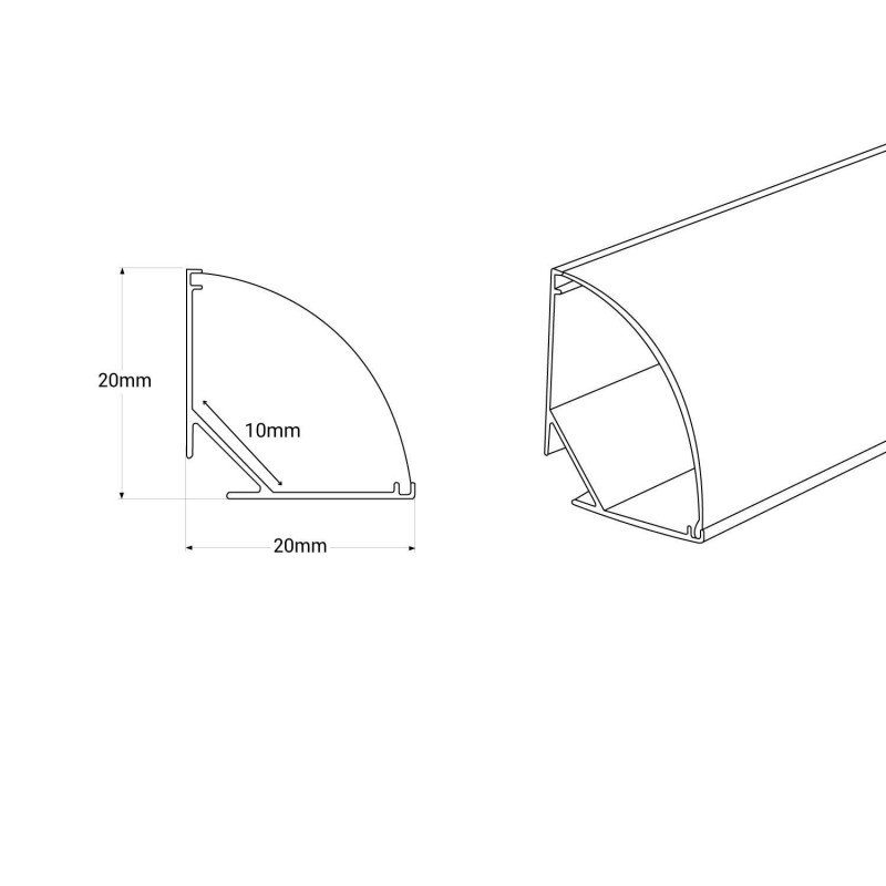 Profilé angle LED 20x20mm – Ultra – Surface 2 m 13 Profilé angle LED 20x20mm – Ultra – Surface 2 m – Image 13