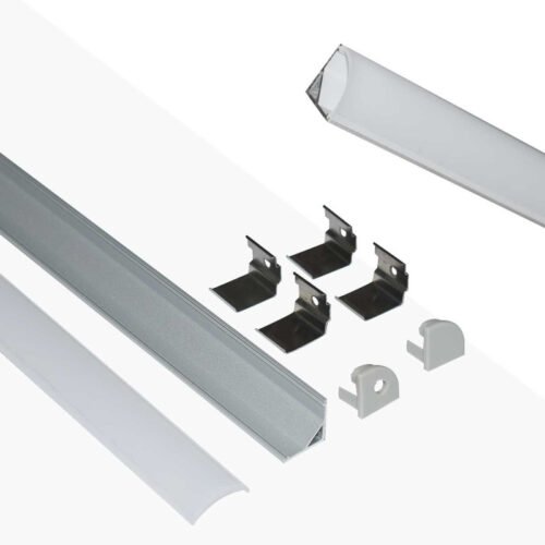 Profilé angle LED 16x16mm – Ultra – Éclairage 45°