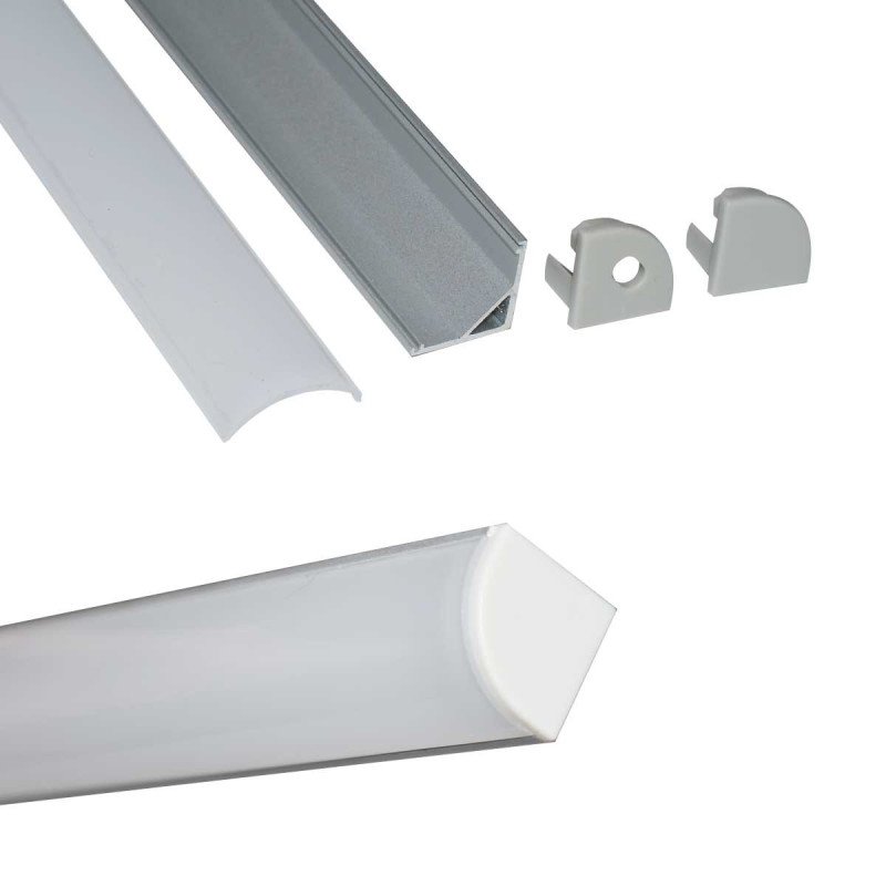 Profilé angle LED 16x16mm – Ultra – Éclairage 45° 8 Profilé angle LED 16x16mm – Ultra – Éclairage 45°