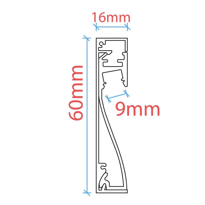 Profilé LED Plinthe 60x16mm – Ultra – Diffuseur Inclus 3 Profilé LED Plinthe 60x16mm – Ultra – Diffuseur Inclus – Image 3