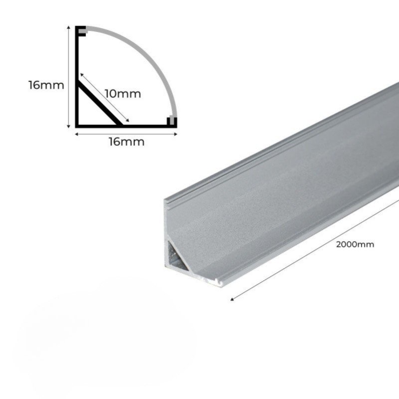 Profilé aluminium d'angle 45° 16x16 mm – Robuste – Pour ruban LED 7 Profilé aluminium d'angle 45° 16x16 mm – Robuste – Pour ruban LED – Image 7