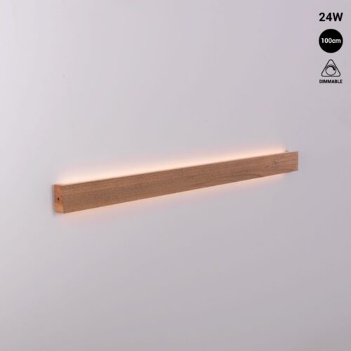 Applique murale linéaire en bois « Wooden » – Dimmable – 24W – 100cm – Blanc chaud 3000K