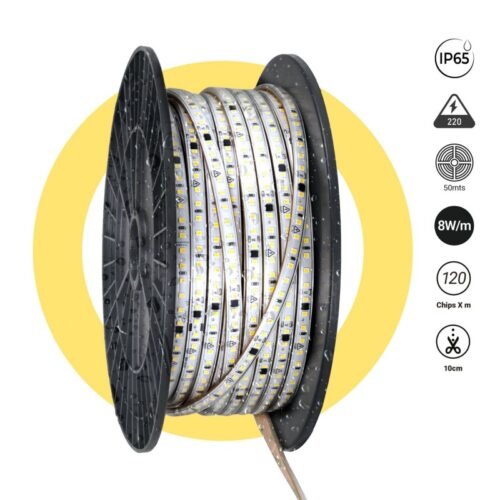 Ruban LED 220V 8W – Haute Performance – IP65 50m