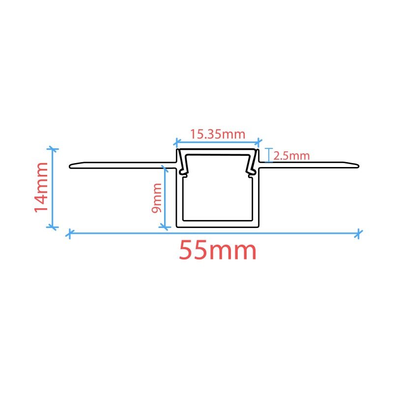 Profilé Aluminium Ruban LED 9x15mm – Encastré Sans Rebord Professionnel – 2m 3 Profilé Aluminium Ruban LED 9x15mm – Encastré Sans Rebord Professionnel – 2m – Image 3