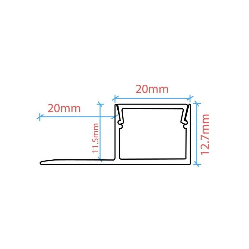 Profilé Aluminium Ruban LED 11x20mm – Encastré Sans Rebord Professionnel – 2m 3 Profilé Aluminium Ruban LED 11x20mm – Encastré Sans Rebord Professionnel – 2m – Image 3