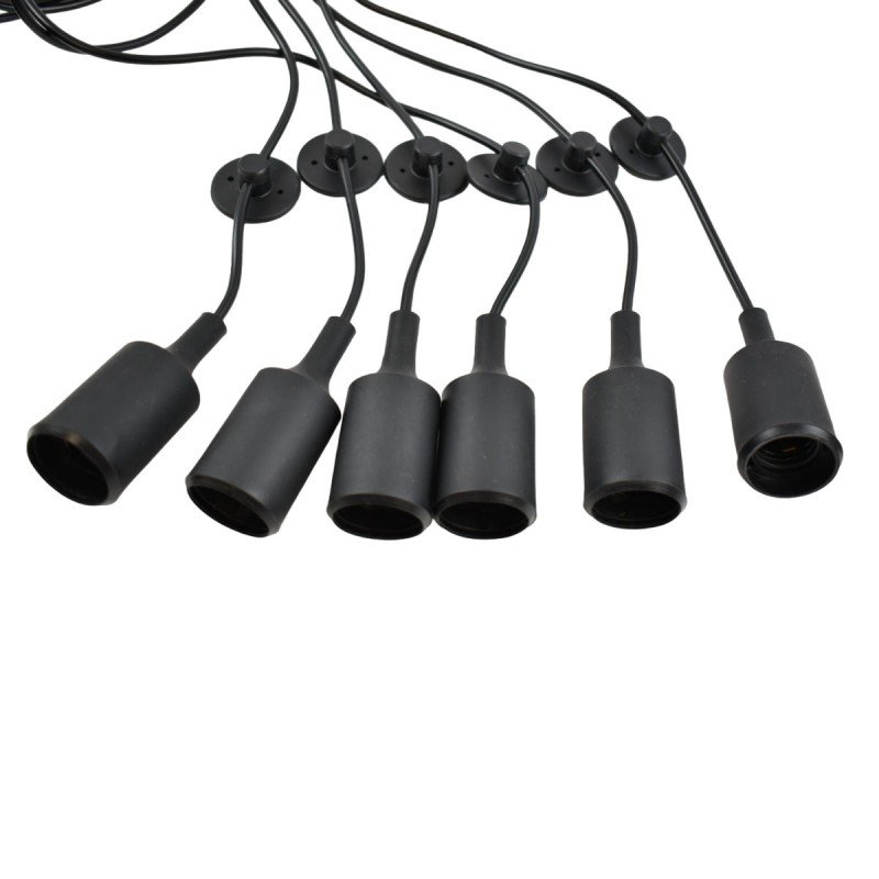 Suspension noire pour 6 ampoules E27 – Style vintage 3 Suspension noire pour 6 ampoules E27 – Style vintage – Image 3