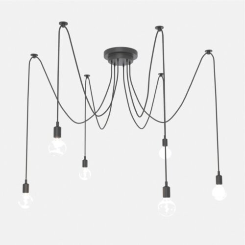 Suspension noire pour 6 ampoules E27 – Style vintage