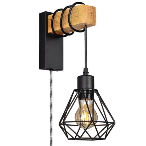 Aplique mural cage avec câble et prise « RODEN » – E27