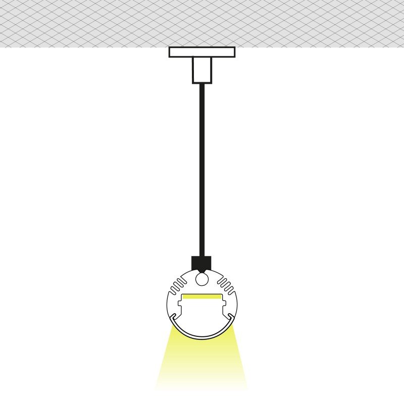 Profilé LED cylindrique Ø20,8 – Professionnel – Suspension 2 Profilé LED cylindrique Ø20,8 – Professionnel – Suspension – Image 2