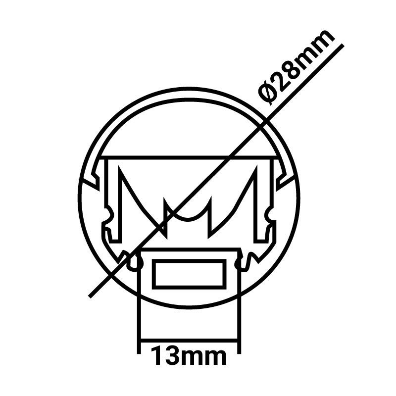 Profilé LED Ø28mm 2m – Professionnel – Surface 11 Profilé LED Ø28mm 2m – Professionnel – Surface – Image 11