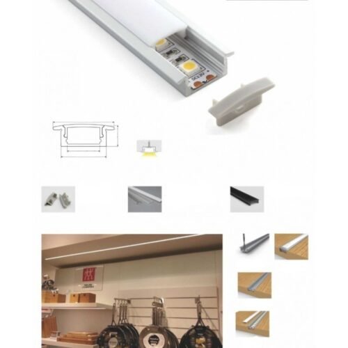 Profilé aluminium encastrable LED 23×8 mm – Professionnel