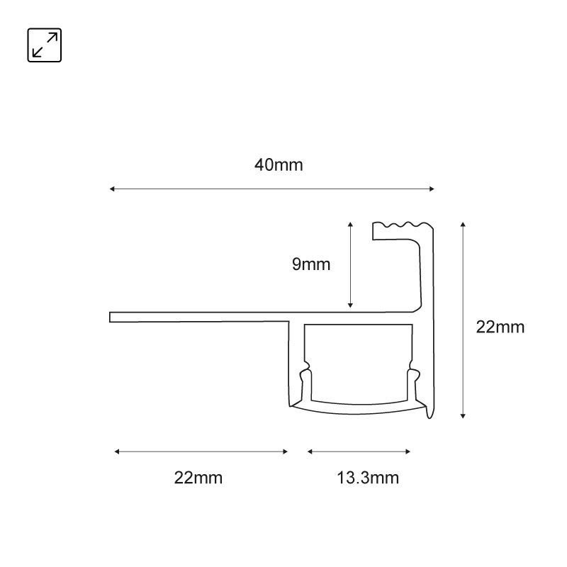 Profilé LED escalier 40x22 – Ultra – Encastré 2m 4 Profilé LED escalier 40x22 – Ultra – Encastré 2m – Image 4