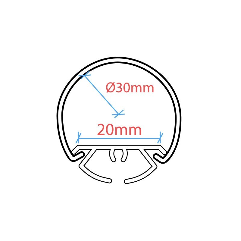 Profilé LED suspendu Ø30 – Professionnel – 2 m 2 Profilé LED suspendu Ø30 – Professionnel – 2 m – Image 2