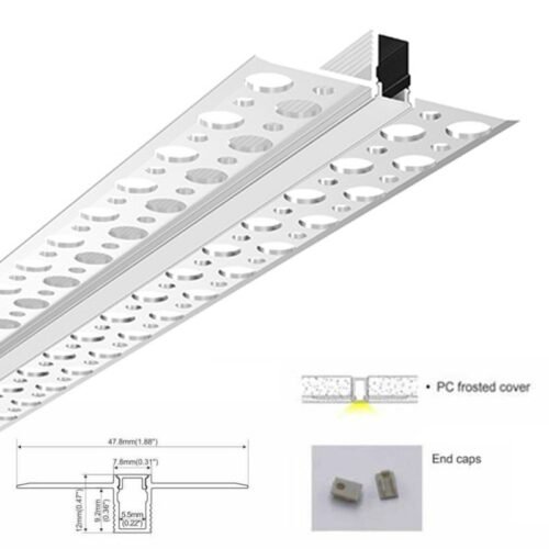 Profilé LED encastrable 8x12mm – Ultra Sans Bordure – Placo