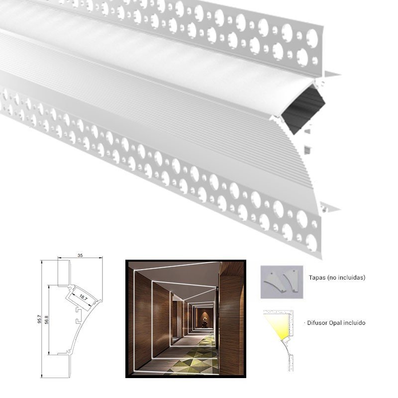 Profilé intégration LED 96x35 mm – Professionnel – Sans cadre 2 Profilé intégration LED 96x35 mm – Professionnel – Sans cadre – Image 2