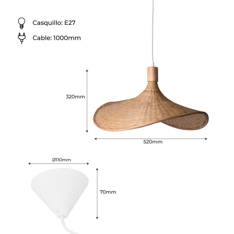 Suspension en osier "Bellas" - Compatible E27 17 Suspension en osier "Bellas" - Compatible E27 – Image 17