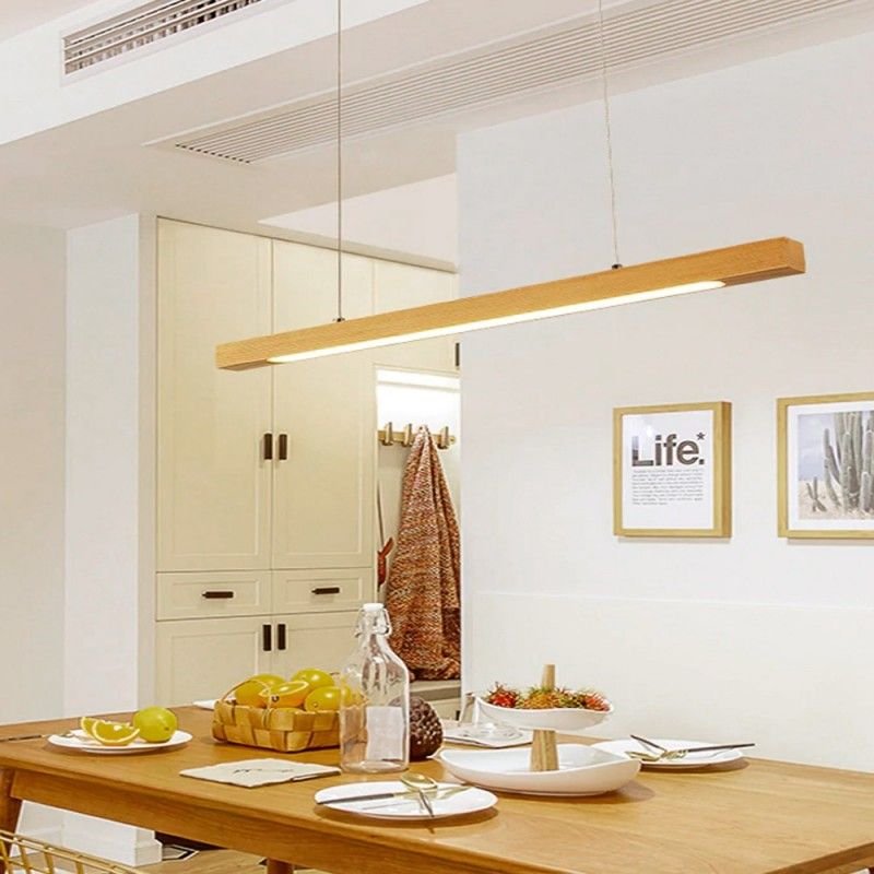 Suspension LED en bois 120cm 24W – Puissante - Blanc chaud 5 Suspension LED en bois 120cm 24W – Puissante - Blanc chaud – Image 5