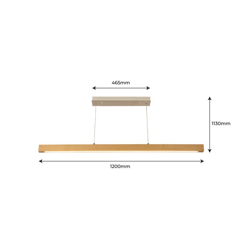 Suspension LED en bois 120cm 24W – Puissante - Blanc chaud 6 Suspension LED en bois 120cm 24W – Puissante - Blanc chaud – Image 6