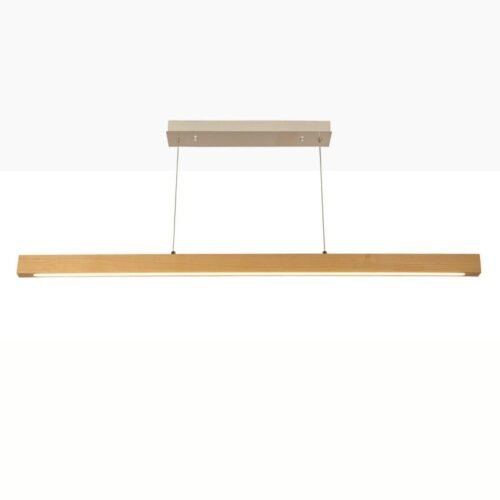 Suspension LED en bois 120cm 24W – Puissante – Blanc chaud