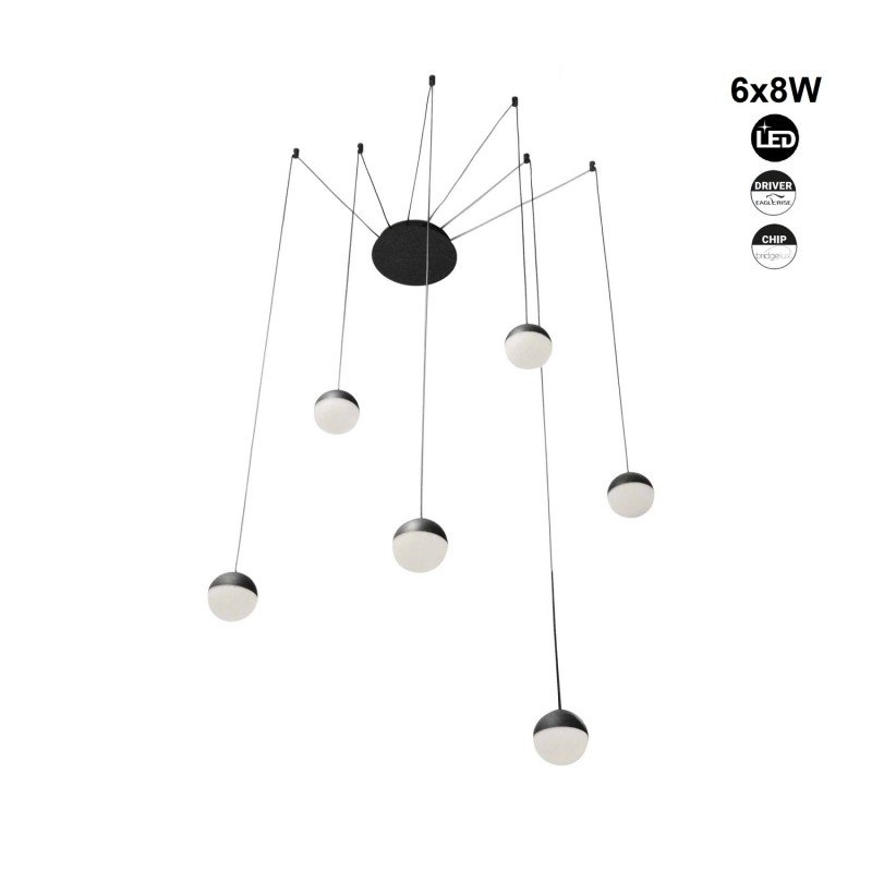 Suspension LED design Orbit 6x8W (48W) - Blanc chaud 2700K 4 Suspension LED design Orbit 6x8W (48W) - Blanc chaud 2700K – Image 4