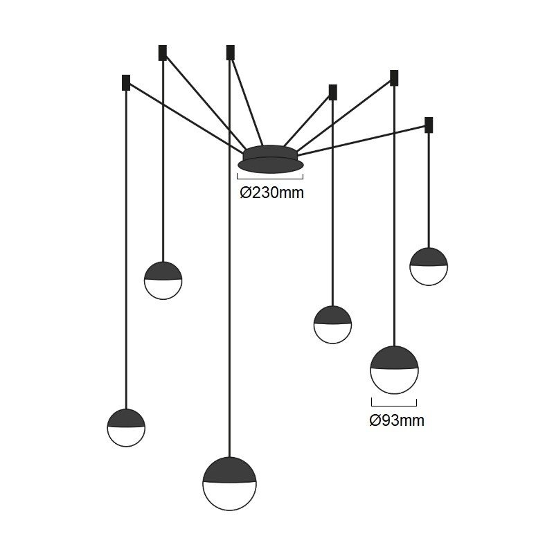 Suspension LED design Orbit 6x8W (48W) - Blanc chaud 2700K 8 Suspension LED design Orbit 6x8W (48W) - Blanc chaud 2700K – Image 8