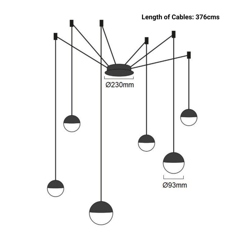 Suspension LED design Orbit 6x8W (48W) - Blanc chaud 2700K 9 Suspension LED design Orbit 6x8W (48W) - Blanc chaud 2700K – Image 9