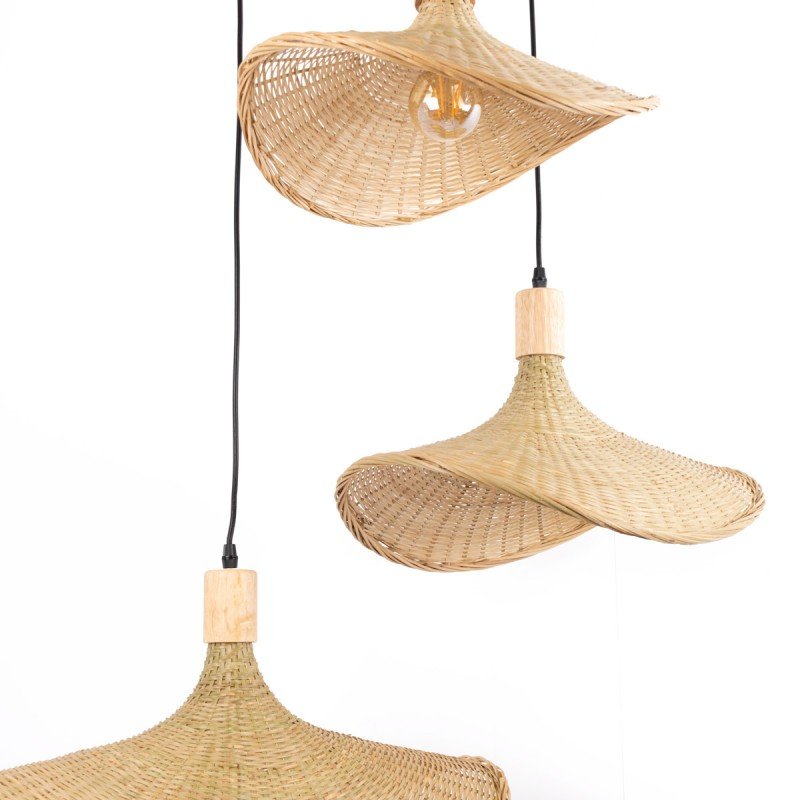 Suspension en osier "Bellas 3" – Style naturel - 3xE27 5 Suspension en osier "Bellas 3" – Style naturel - 3xE27 – Image 5