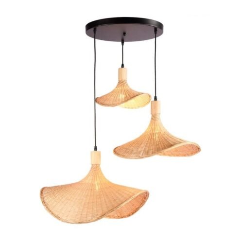 Suspension en osier « Bellas 3 » – Style naturel – 3xE27