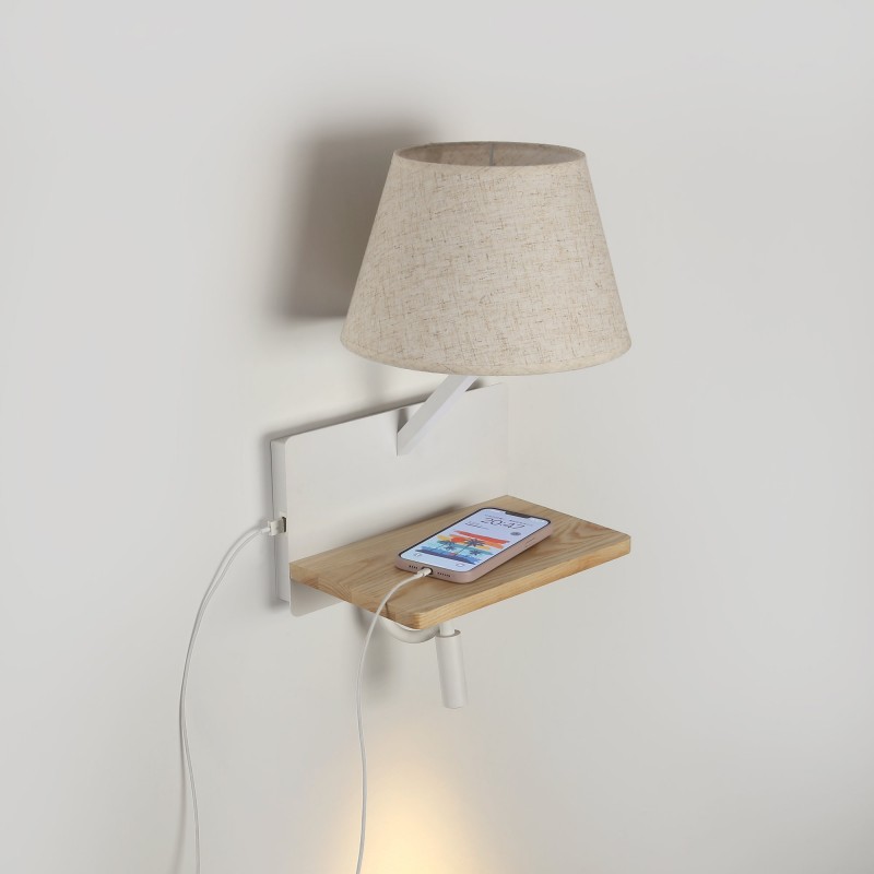 Applique murale élégante "Artin" - Avec spot LED orientable et port USB - E27 + 3W 2 Applique murale élégante "Artin" - Avec spot LED orientable et port USB - E27 + 3W – Image 2