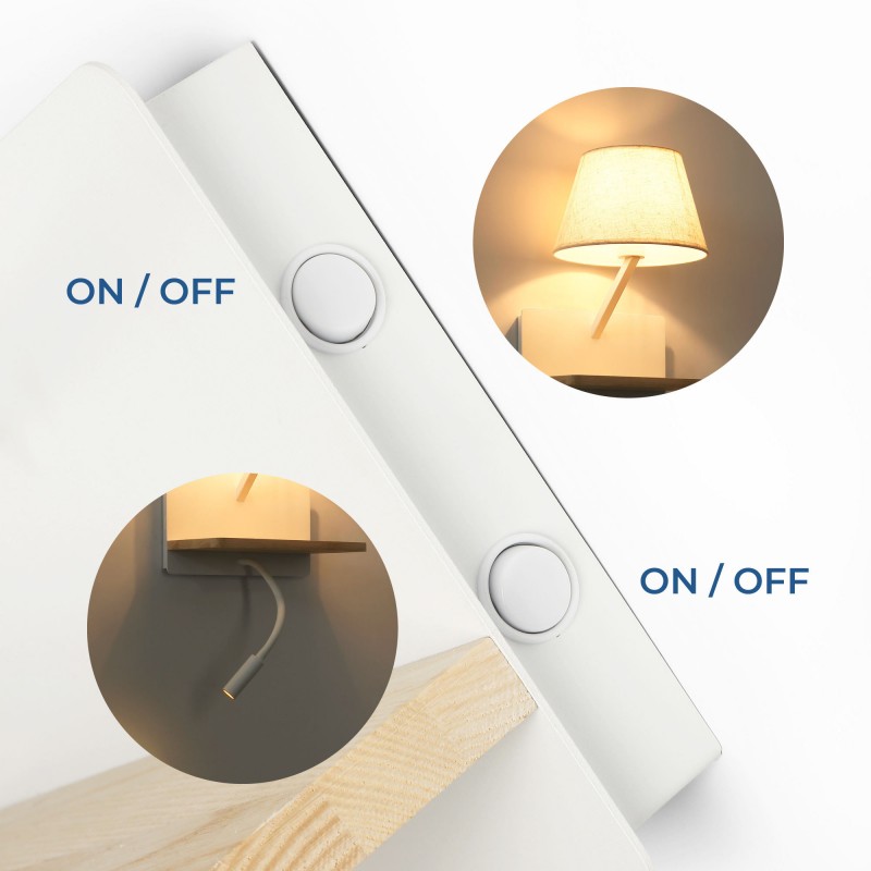 Applique murale élégante "Artin" - Avec spot LED orientable et port USB - E27 + 3W 21 Applique murale élégante "Artin" - Avec spot LED orientable et port USB - E27 + 3W – Image 21