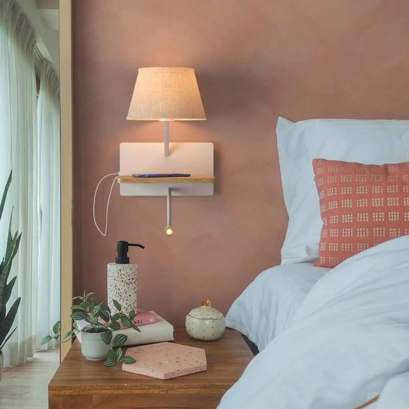 Applique murale élégante "Artin" - Avec spot LED orientable et port USB - E27 + 3W 4 Applique murale élégante "Artin" - Avec spot LED orientable et port USB - E27 + 3W – Image 4