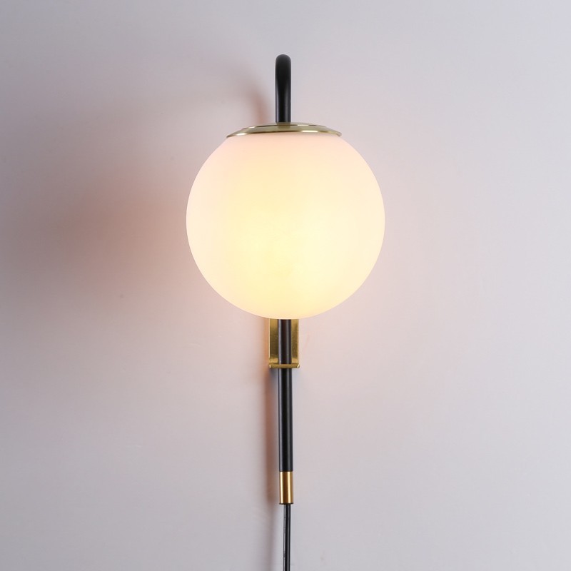 Applique murale élégante globe en verre avec prise "Bilsen" - E27 8 Applique murale élégante globe en verre avec prise "Bilsen" - E27 – Image 8
