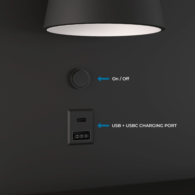 Liseuse murale avec port USB et USBC "BASKOP" - 6W - 2700K 7 Liseuse murale avec port USB et USBC "BASKOP" - 6W - 2700K – Image 7