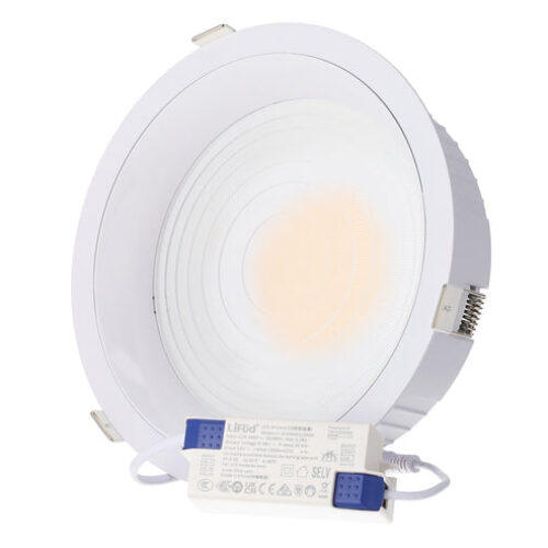 Spot LED downlight 40W rond – CCT réglable de 3000K à 6000K – UGR17 – Pilote Lifud