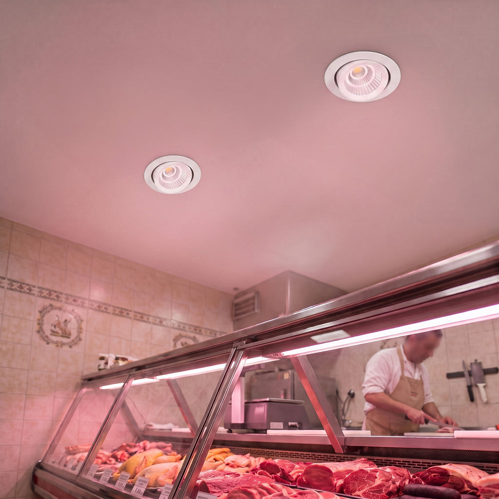 Spot LED boucherie 36W encastrable circulaire – Orientable – Lumière rose - IRC90 2 Spot LED boucherie 36W encastrable circulaire – Orientable – Lumière rose - IRC90 – Image 2