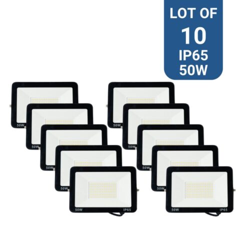 Projecteur LED 50W – Pack 10 Haute Performance – Extérieur IP65