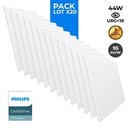 Dalle LED 60×60 Lot de 20 – 44W Ultra Philips – UGR19