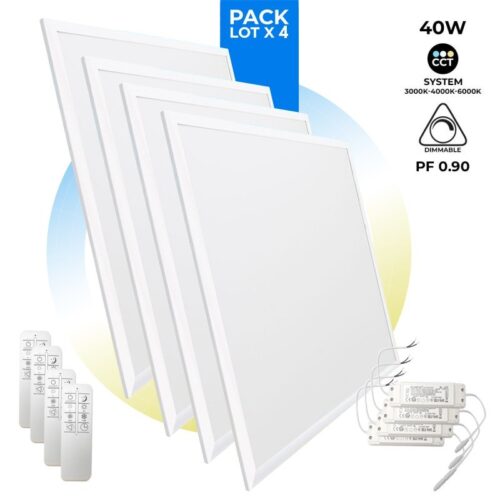 Dalle LED 60×60 40W – Pack x4 CCT Dimmable – Ultra Plat